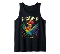 F-CAW-F Funny Rainbow Rooster Chicken Graphic Tank Top