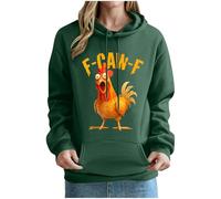F-CAW-F Hoodie, Womens F-CAW-F Funny Chicken Scream Humor Sweatshrits, Hooded Pullover Farm Party Festival Gifts Army Green XL