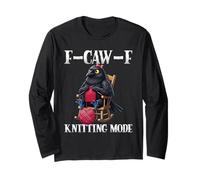 F-Caw-F Knitting Mode Funny Crow Knitters Women Long Sleeve T-Shirt