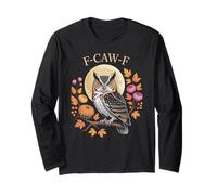 F-CAW-F Owl Moon Autumn Floral Friendsgiving Long Sleeve T-Shirt