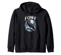 F-CAW-F Raven Design for Bird Lovers Nighttime Wear Zip Hoodie