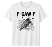 F-Caw-F Raven Gothic Mens T-Shirt Womens Tee Graphic Unisex Top Birds Bats Daisies Grunge Style 4XL White