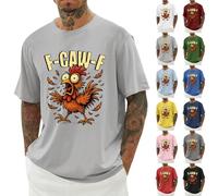 F-CAW-F Shirts Mens Funny Scream Chicken Humor T-Shirt Men's Short Sleeve Crew Neck Halloween Tops Casual Loose F-CAW-F Tshirt Plus Size(#01-06, M)
