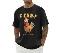 F-CAW-F Shirts Mens Funny Scream Chicken Humor T-Shirt Men's Short Sleeve Crew Neck Halloween Tops Casual Loose F-CAW-F Shirt Plus Size Comfort