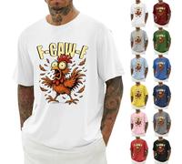 F-CAW-F Shirts Mens Funny Scream Chicken Humor T-Shirt Men's Short Sleeve Crew Neck Halloween Tops Casual Loose F-CAW-F Tshirt Plus Size(#01-11, M)