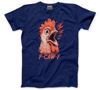 F-CAW-F T-Shirt - Funny FCawF Chicken Tshirt Silly Novelty Tee Sarcastic Humorous Joke Angry Swearing Chickens - L Navy
