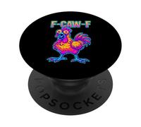 "F CAW F" Text Psychedelic Bird PopSockets Adhesive PopGrip