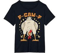 F-CAW-F Tshirt Women, F-CAW-F Funny Black Raven Vintage Crow Sarcastic Humor T-Shirt, Ladies Causal Short Sleeve Crewneck Classic Tee Shirts Dark Blue S