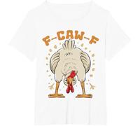 F-CAW-F Tshirt Women, F-CAW-F Funny Black Raven Vintage Crow Sarcastic Humor T-Shirt, Ladies Causal Short Sleeve Crewneck Classic Tee Shirts White XXL