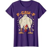 F-CAW-F Tshirt Women, F-CAW-F Funny Black Raven Vintage Crow Sarcastic Humor T-Shirt, Ladies Causal Short Sleeve Crewneck Classic Tee Shirts Purple L