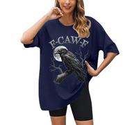 F Caw FT Shirt Funny Crow Black Bird Shirt Gothic Shirts For Women Brown Top, navy, XXL