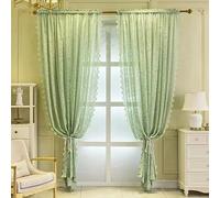 F-CHU Green Net Curtains for Windows 72 drop Voile Curtain Sheer Lace Curtains for Living Room Decor 2 Panels 55 W x 72L Inch (140cm x 183cm) Green Curtain
