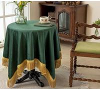 F-CHU Small Velvet Tablecloth 36 x 36 Inch - Solid Green, Round Table Cover for Nightstand, Bedside Table, Tabletop Decoration
