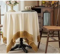 F-CHU Small Velvet Tablecloth - 36 x 36 Inch Solid White, Round Table Cover for Nightstand, Bedside Table, Tabletop Decoration