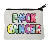 F*ck Cancer Colorful Logo Neoprene Coin Purse Pouch 10x11cm White