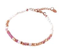'F*ck Cancer' Pink Tourmaline Morse Code Breast Cancer Bracelet, Adjustable Gold/Silver Beaded Bracelet for Women Support Hope Strength Jewelry Gift for Survivor and Fighter (Rose Gold)