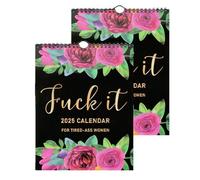 F*ck It Wall Calendar 2025, Funny Novelty Monthly Planner Calendar for Tired-Ass Women, Twin Wire Spiral Binding Thick Pape Sweary Calendar for Home Office Academic (2 Pack)