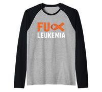 F-ck Leukemia Orange Ribbon Awareness Cancer Survivor Shirt Raglan Baseball Tee