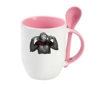 F*ck Off Monkey Mug, Funny Mug,Curse Word Mug, Rude Mug, Unique Spoon Ceramic Mug. (Pink)