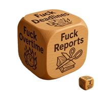 F*ck Work Dice, Wooden Dice with 6 Fucking Tasks, Each Engraved with Brutally Honest Phrases, Stress Relief Tool, Office Humor, Home Desk Decor, Unique Gifts for Coworkers, Playing Game(1pc)