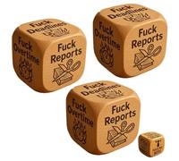 F*ck Work Dice, Wooden Dice with 6 Fucking Tasks, Each Engraved with Brutally Honest Phrases, Stress Relief Tool, Office Humor, Home Desk Decor, Unique Gifts for Coworkers, Playing Game(3pcs)