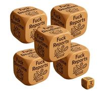 F*ck Work Dice, Wooden Dice with 6 Fucking Tasks, Each Engraved with Brutally Honest Phrases, Stress Relief Tool, Office Humor, Home Desk Decor, Unique Gifts for Coworkers, Playing Game(5pcs)