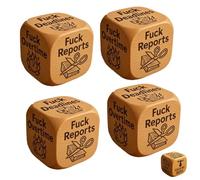 F*ck Work Dice, Wooden Dice with 6 Fucking Tasks, Each Engraved with Brutally Honest Phrases, Stress Relief Tool, Office Humor, Home Desk Decor, Unique Gifts for Coworkers, Playing Game(4pcs)