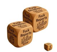 F*ck Work Dice, Wooden Dice with 6 Fucking Tasks, Each Engraved with Brutally Honest Phrases, Stress Relief Tool, Office Humor, Home Desk Decor, Unique Gifts for Coworkers, Playing Game(2pcs)