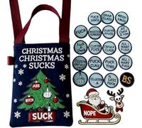 F*Ckin’ HolidayVibes Embroidered Tote, Merry F*Cking Christmas Embroidered Tote, Christmas Decoration with 19 F*CKS Coins & Bonus, Funny Sarcastic Gift (#B)