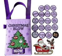 F*Ckin’ HolidayVibes Embroidered Tote, Merry F*Cking Christmas Embroidered Tote, Christmas Decoration with 19 F*CKS Coins & Bonus, Funny Sarcastic Gift (#A)