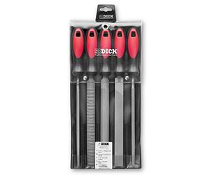 F. DICK File/Rasp Set 5 Pieces (200 mm, with 2-Component Handle, for Professional Hobby Craftsmen, Tools for Wood, Iron, Non-Ferrous Metals, Steel) 1304401-2K