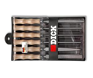 F. DICK Key File Set 6 Pieces (100 mm, Files with Wooden Handle, Cut 2 - for Medium Material Removal, Various Shapes, Workshop Files) 11871020