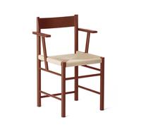F-Dining Chair With Armrest Ash Wood Red Lacquered