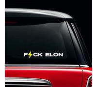 F Elon Musk Sticker Decal Anti Elon Bumper Stickers,Elon Went Crazy Hate Musk Tesla Model X Y 3 S Vinyl Decals Accessories (Yellow Lightning)