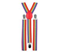 F & F Men's Braces, Suspender with 4 Strong Metal Clips, 3.5cm Wide Heavy Duty Suspenders, Men's X Style Durable Adjustable Suspender, Men Women Braces for Business Wedding Casual (Rainbow)