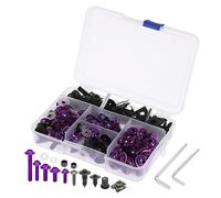F FIERCE CYCLE 195pcs Universal Motorcycle Fairing Body Bolts Fastener Clips Screws Nuts Purple & Black for Kawasaki for Suzuki for Honda for Yamaha for BMW