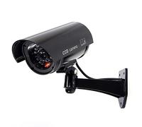 F FINDERS&CO Dummy Security Camera, Fake CCTV Surveillance System with Realistic Red Flashing Lights and Warning Sticker for Indoor Outdoor (1, Black)