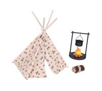 F Fityle 1:12 Miniature Dollhouse Camping Tent Accessories Life Scene Hanging Firewood for Layout Architectural Micro Landscape, Pink Tent