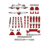 F Fityle 1/12 RC Car Front and Rear Axle Set Shock Absorber Mounts Directly Replace Parts Easy to Install Pull Rods Link Rods for MN82, Red