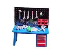 F Fityle 1/64 Mini Tool Table Model Display Prop, Decorative, DIY Car Repair Diorama Accessories Dollhouse Decoration Accessories, Blue Table