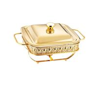 F Fityle 1.8L Buffet Server Warming Tray with Lid Glass Dish for Family Dinners Multifunctional Sturdy Food Tray 23.5x32.8x12.8cm, Golden