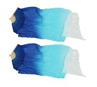 F Fityle 1.8m Long Belly Dance Silk Bamboo Fan 1 Pair(L+R) 6 Colors, Navy+White