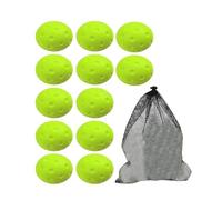 F Fityle 12 Pieces Silent Pickleball Balls with Mesh Bag Bright Color Paddle Control 74mm Soft Pickleball Equipment for Adults Kids, green