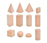 F Fityle 12Pcs 3D Shapes Geometric Solids Geometric Shapes Blocks Set Math Supplies Geometry Set Preschool Wooden Toy for 3+ Year Old