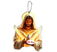 F Fityle 2D Art Jesus and Dove Hanging Decoration Pendant Scratchproof 2.4x3.1inch for Cars Interior Rear View Mirror Hanging Sign