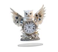 F Fityle 2D Flat Owl Clock Pattern Table Sign Tabletop Ornament Lightweight Waterproof with Bracket Desktop Decoration 18.6x20cm