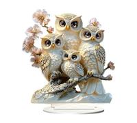 F Fityle 2D Owl Acrylic Sign Table Ornament Flat Sign Art Craft Creative with Base Decorative Plaque for Home Living Room Shelf Decor, Style A
