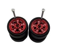 F Fityle 2Pcs 1/64 RC Car Wheels and Tires Accessories Professional Portable Sturdy Replace Durability RC Car Parts Easy Installation, Red