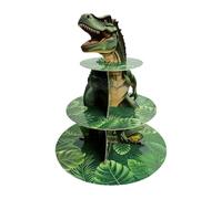 F Fityle 3 Tier Cupcake Holder Cardboard Cake Stand Cartoon Dessert Serving Tray Table Kids Assembly Dessert Rack Dinosaur Cupcake Stand for Shower Bakeshop Wedding Diner Birthday Party
