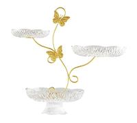 F Fityle 3 Tier Fruit Bowl Tiered Display Serving Stand,Modern Storage Trays,Fruit Basket Stand for Fruit,Nuts,Cake,Vegetable,Dessert, Clear